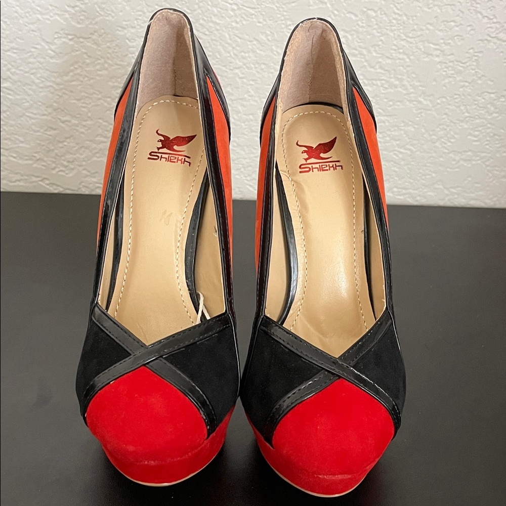 Shiekh Bold Red and Black Women's Heels